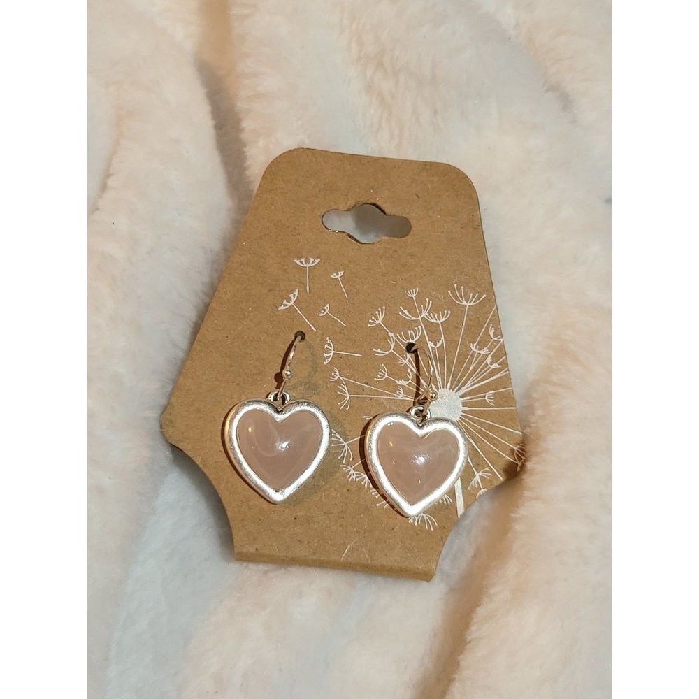 Peach Heart Dangle Earrings